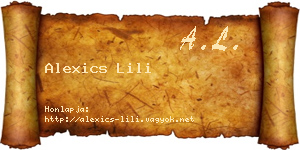 Alexics Lili névjegykártya